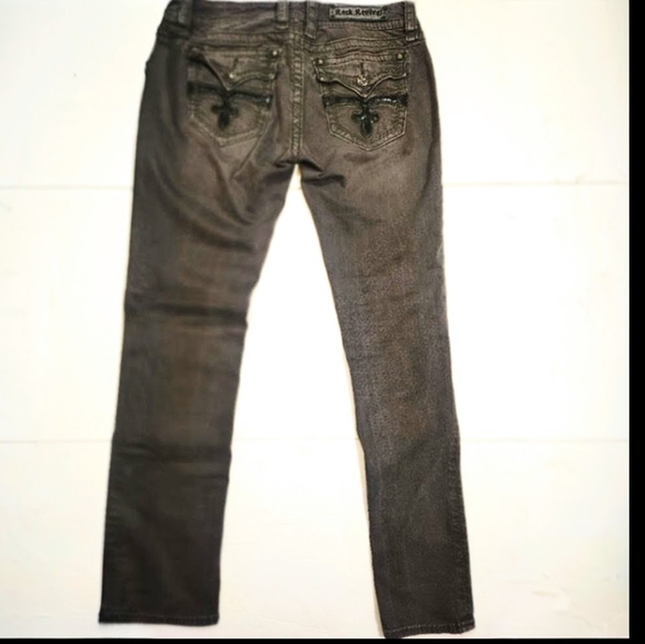 Rock Revival Denim - Rock Revival Skinny Jean, Women Gray, Pockets, Black Sequin, Celline, 29